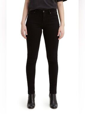 Levis 711 Black Denim High Rise Skinny Jeans